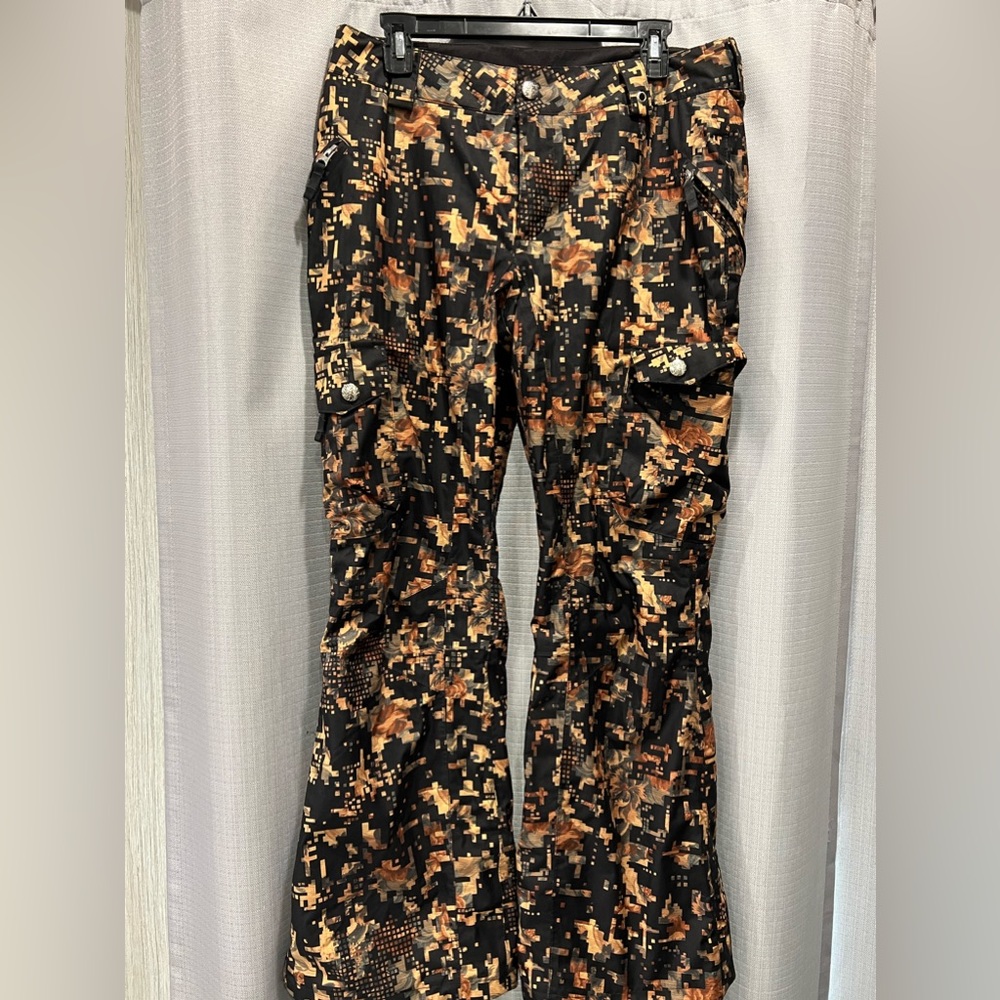 Burton Dryride Black and Tan Print Women’s Snowpants - Size Medium